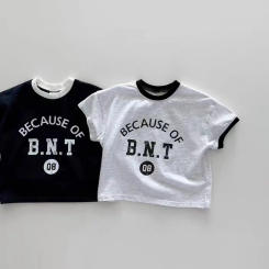 Korean Version Ins Summer Wrapped Short Sleeved Men's and Women's Casual Top with Contrasting Letters Printed Thin T-shirt