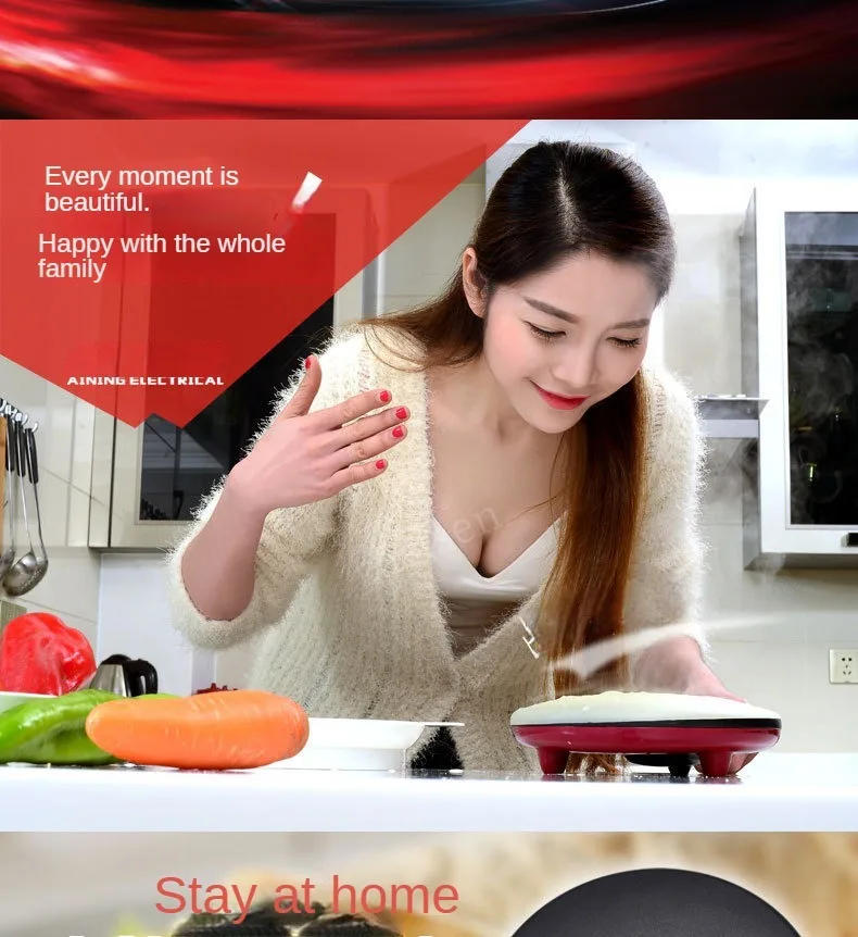 Description Picture 2 of itemElectric Crepe Maker Breakfast Pizza Machine Pancake Baking Pan Cake Non-stick Griddle Chinese Spring Roll Cooking Tools EU US