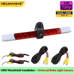 Dual Lens Brake Light Rear View Reversing Camera With LED Brake Light for All Flat Cars Compatible for Hella 2DA 343 106-201