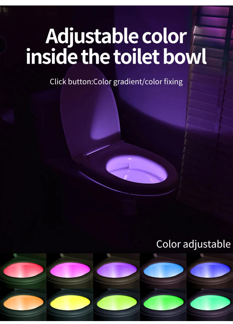 Description Picture 6 of itemSmart Led Night Light for Toilet Bathroom Restroom with Motion Sensor 7 Colors RGB USB Rechargeable Wireless Projection Lamp