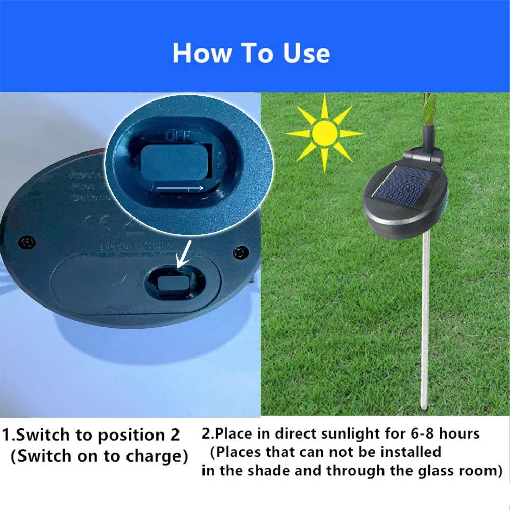 Description Picture 2 of itemSolar LED Onion Head Lawn Lamp Outdoor Ground Plug Lamp 3Heads Onion Head Lamp Garden Park Holiday Decoration Atmosphere Lights