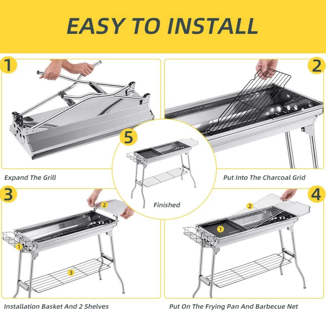Description Picture 6 of itemHeavy-Duty Outdoor Portable Charcoal BBQ Grill with Cast Iron Grates and Smoking Cabinet