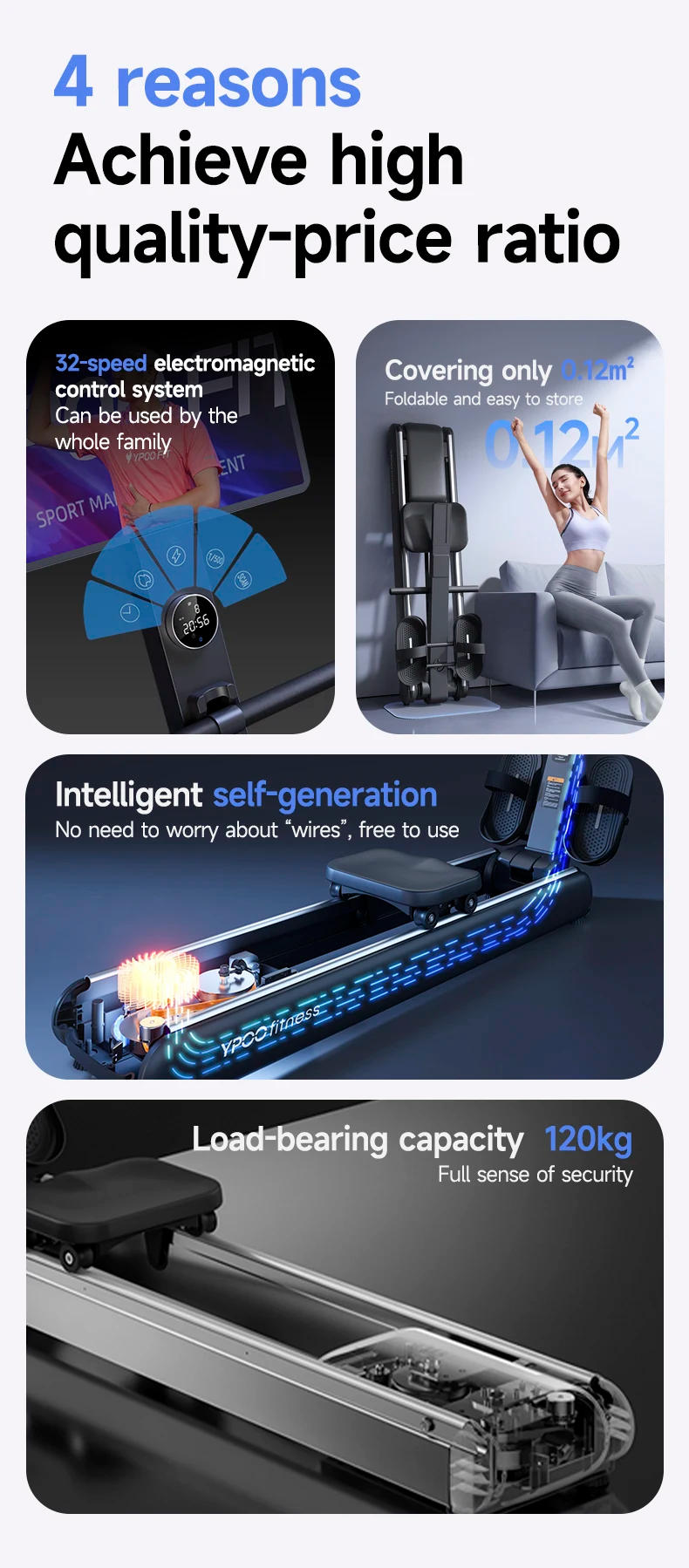 Description Picture 5 of itemnew  Fitness Gym Fitness Air Rower High Quality home  smart portable rower  magnetic foldable Rowing Machine  with app