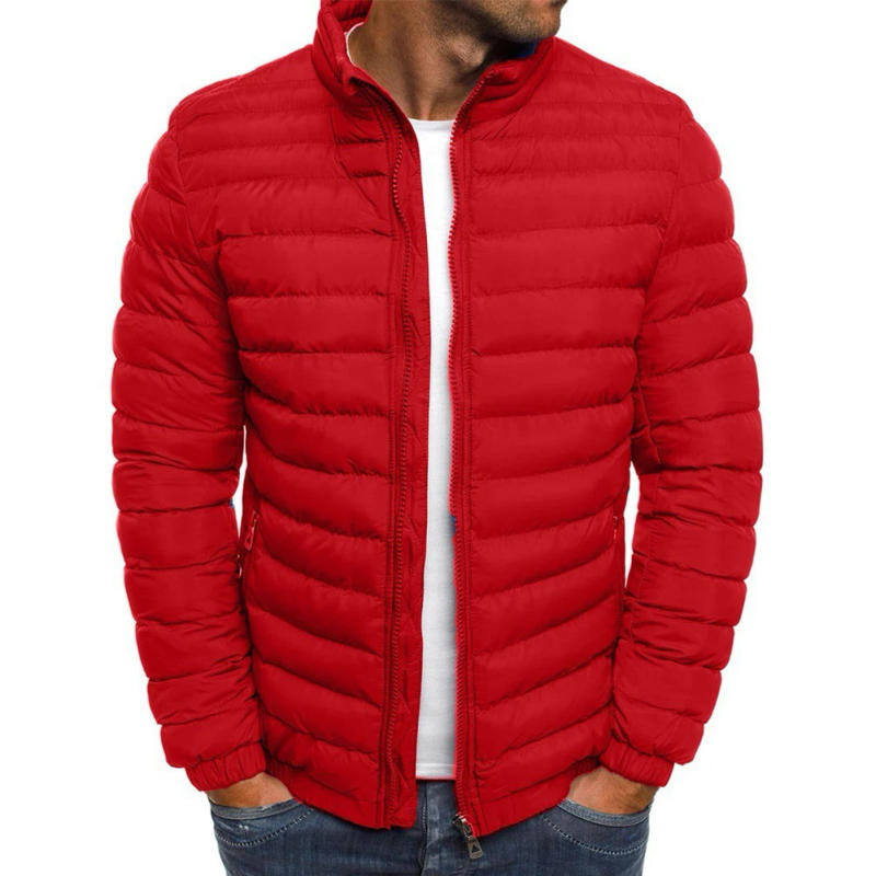 Description Picture 4 of itemMens Winter Warm Stand Collar Puffer Zip Up Jacket Quilted Padded Coat Outwear Autumn Winter Parkas Solid Color