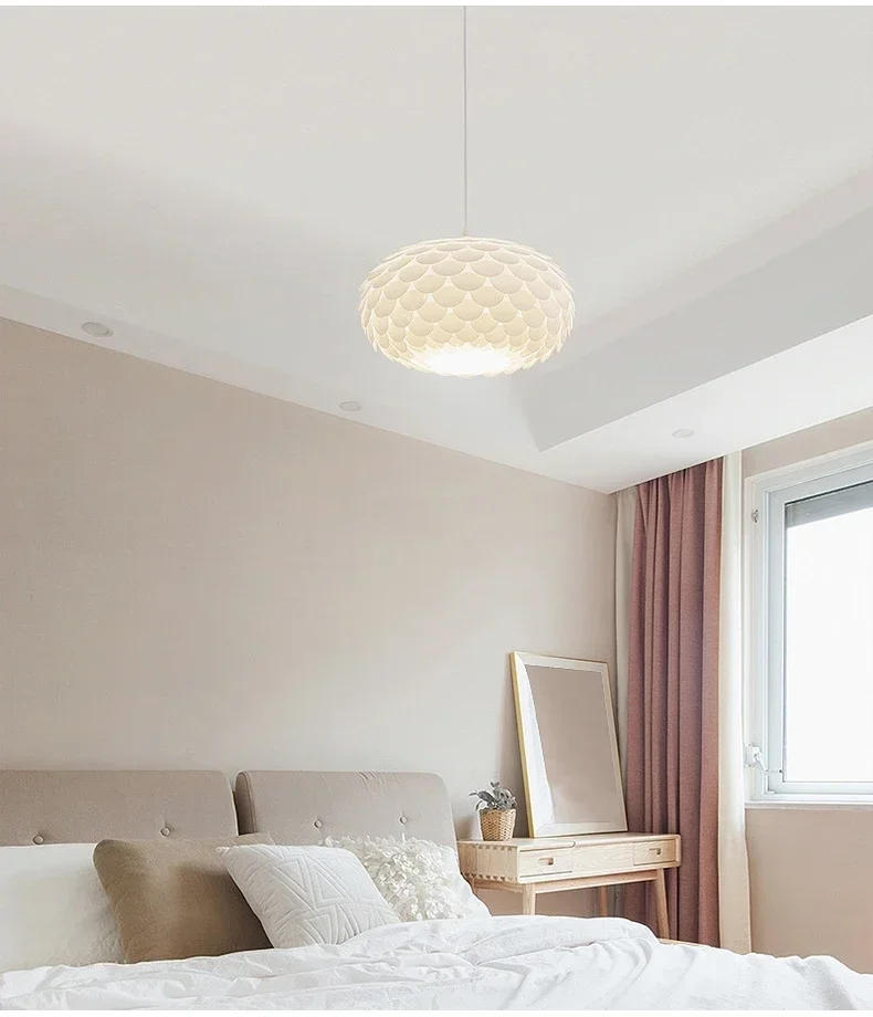 Description Picture 6 of itemWhite Circular Pendant Light Restaurant Shop Hotel Lobby Art Chandelier Living Room Bedroom Ceiling Light for Home and Decor