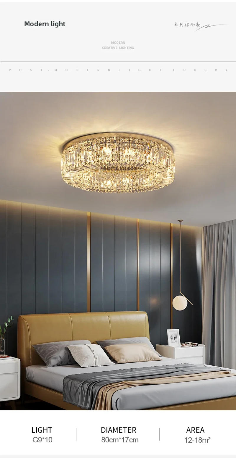 Description Picture 5 of itemModern Simple Ceiling Chandelier Light Luxury Toroidal Crystal Pendant Lamps Dimmable Hotel Parlor Restaurant Art Decor Fixtures