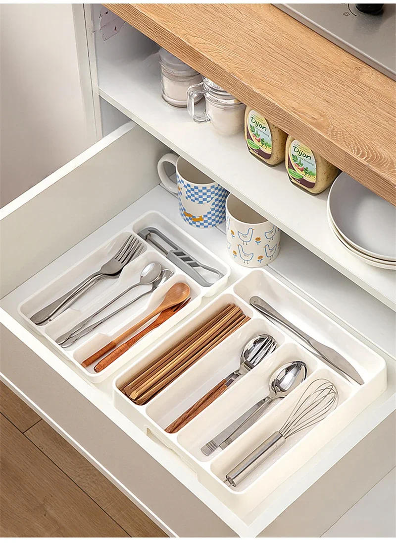 Description Picture 5 of itemMulti-purpose Cutlery Storage Tray Cutlery Fork Spoon Compartmentalized Organizer Kitchen Drawer Categorized Storage Boxes