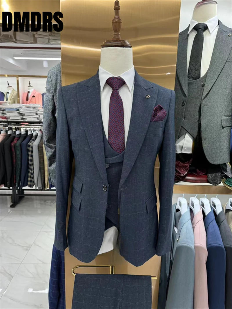 Description Picture 5 of itemElegant Formal Men's Suit Set Fashionable Jacquard Suit Jacket High Quality 3 Pieces Set For Men's Wedding Suit Dress vestidos d