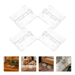 4 Pcs Acrylic Hinge Glass Door Cabinet Hinges Small for Crafts Folding Cupboard