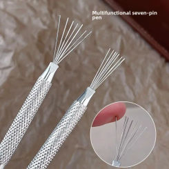 7 Pin Stripe Steel Nail Brush Liner Brush Ultra-thin Line Drawing Pen Manicure Wood UV Gel Brushes 3D Tips Painting Tools Nail
