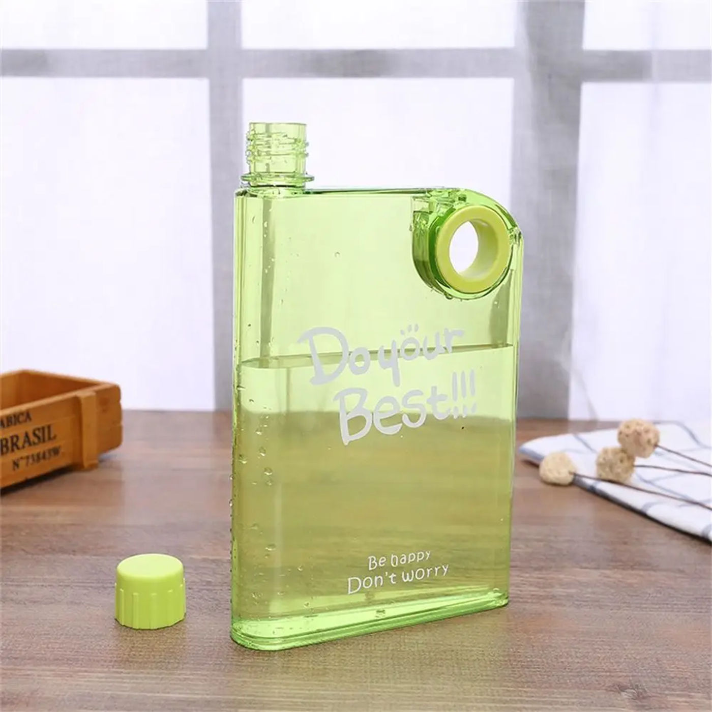 Description Picture 5 of item380ML Transparent Flat Water Bottle Plastic Travel Bicycle Drinking Juice Cup Reusable Portable Bottles BPA Free Sport Bottle