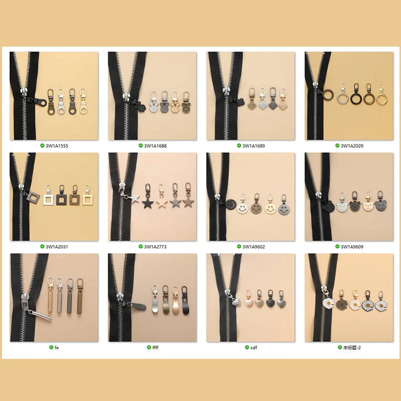 Description Picture 3 of item5Pcs Metal Zipper Puller Tap Slider Diy Sewing Zipper Sliders Replacement Instant Repair Universal Zipper Head for Clothing Bag