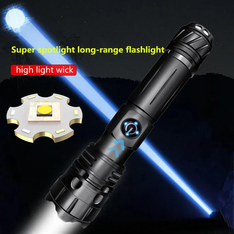 Description Picture 2 of itemHigh Power Strong White Laser LED Flashlight USB Charging 26650 Battery Outdoor Telescopic Aluminum Alloy Zoom Camping Lantern