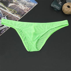Men Ice Silk Briefs Low-Rise See-Through Pouch Underwear Thin Section Breathable Underpants High Elastic Bikini Slip Homme