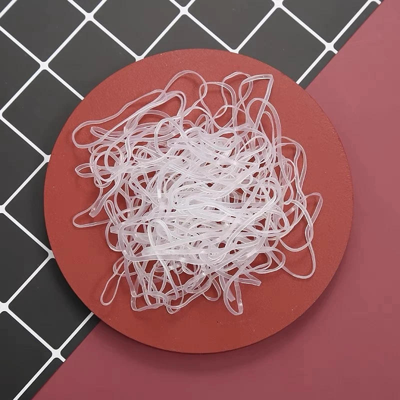 Description Picture 3 of item100PCS Transparent Yellow Elastic Rubber Bands School Office Home Industrial Ring Stretchable Paper Package Holder Rubber Band