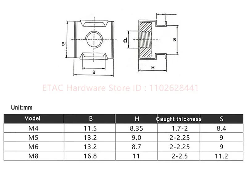 Description Picture 2 of itemM4-M12 Cage Nuts 304 Stainless Steel Quartet Floating Cassette Card Nuts Mount Server Rack Cabinet PC Rackmount Captive