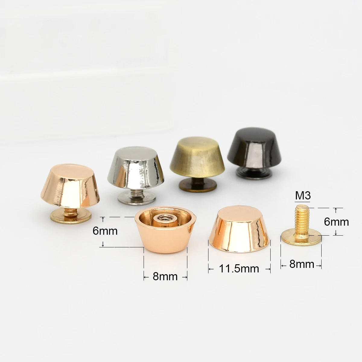 Description Picture 3 of item10sets Bucket Shape Bag Feet Base Studs Bottom Wear Protection Rivets Wallet Bag Decor Buttons Leathercraft Parts Accessories