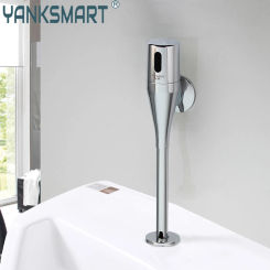YANKSMART Chrome Polished Bathroom Flush Valve Sensor Urinal Touch Faucet Induction Urinal Tap Wall Mounted Toilet Automatic Tap