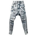 Wasteland Punk Vintage Light Color Distressed Tie-Dyed Wash Slim Fit Skinny Pants Loose Crotch Men's Overalls Streetwear Men