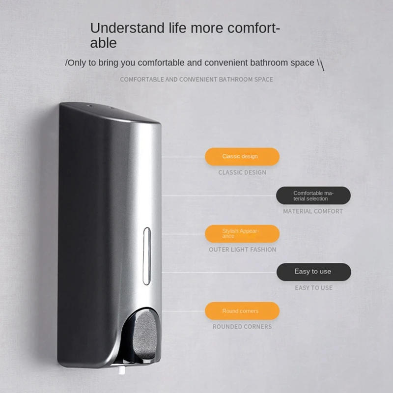 Description Picture 6 of itemWall Mounted Manual 300ML Soap Dispenser Hand Gel Dispenser Grey For Bathroom Offices Restaurants Hotel