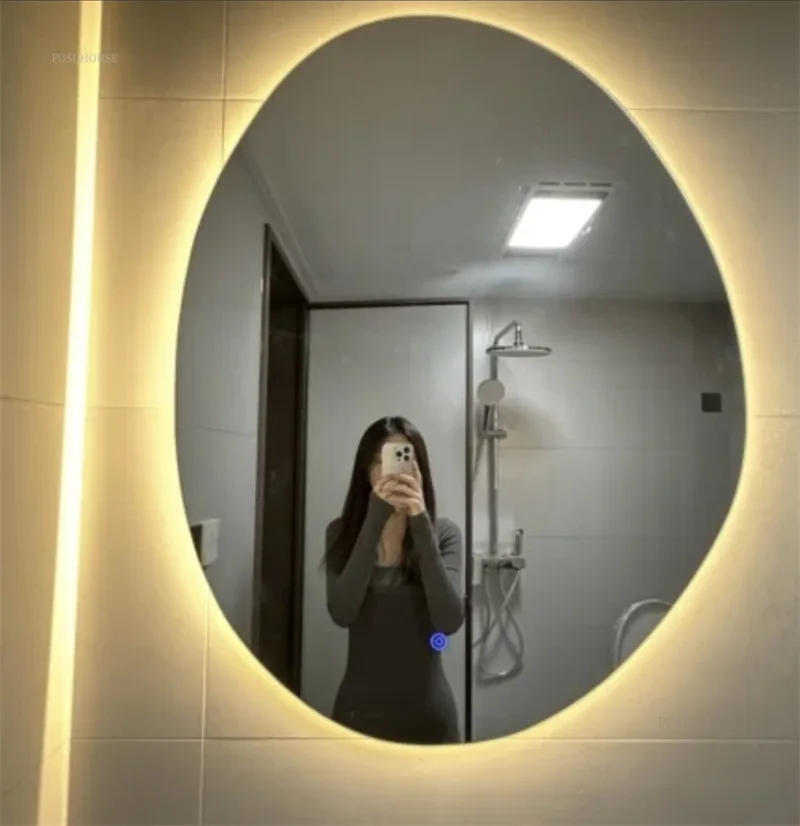 Description Picture 3 of itemNordic Smart Bath Mirrors Wall-mounted Touch Screen Bedroom Makeup Mirror Bathroom Mirror with Light Hotel Decorative Mirrors