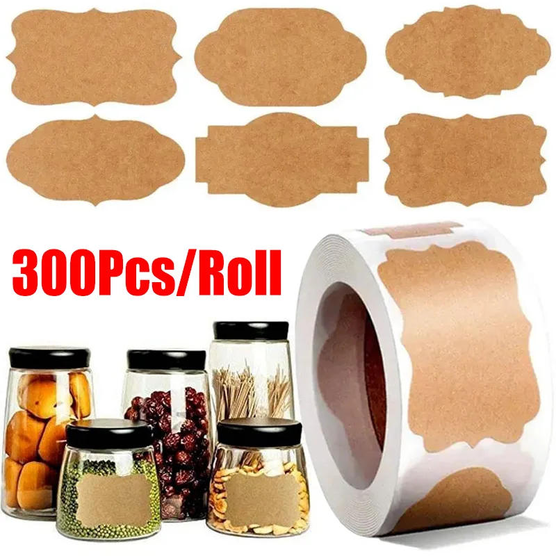 Description Picture 2 of item300Pcs/Roll Spice Kraft Paper Label Handmade Blank Gift Tags Paper Jar Glass Bottle Stationery DIY Kitchen Sealing Stickers