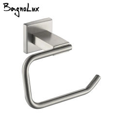 Toilet Paper Holder Storage Rustproof Bathroom Paper Dispenser Contemporary Square Style Wall Mount Brushed Stainless Steel
