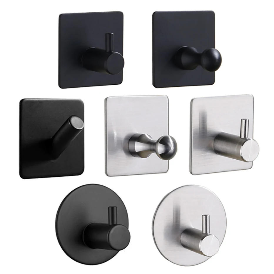 Description Picture 6 of item304 Black Robe Hook Wall Hook Towel Hook for Bathroom Stainless Steel Coat Hook Rustproof Hook Hanger for Kitchen Hardware