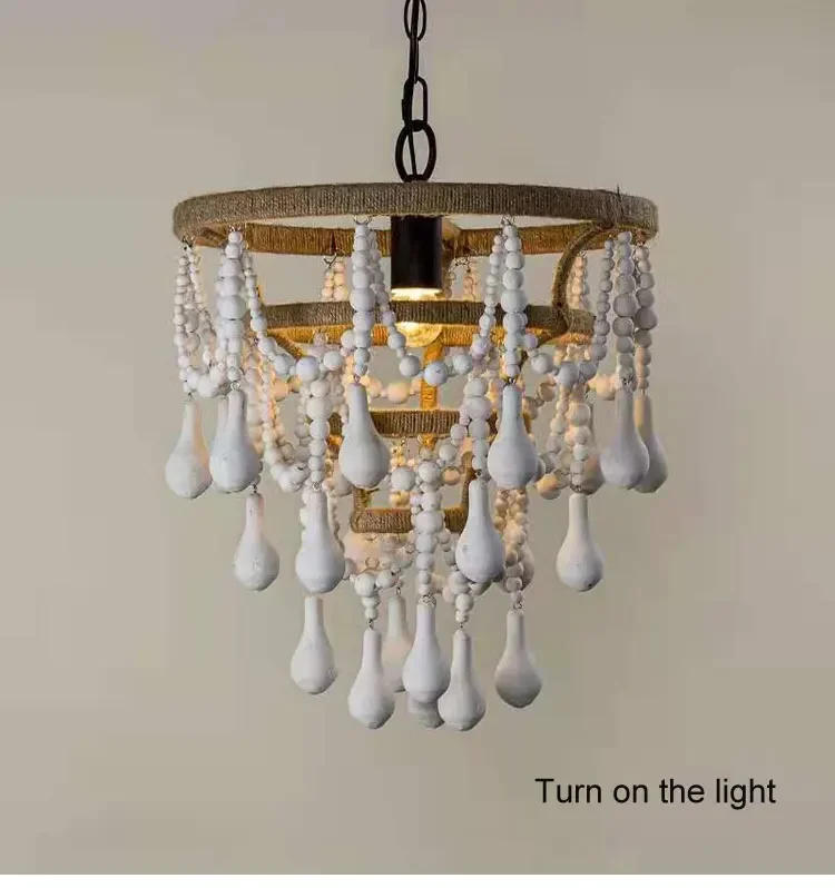Description Picture 5 of itemBohemian Pendant Lights Wood Beads Chandeliers Living Room Restaurant Hotel Homestay Hanging Lamps for Luminaires Room Decor