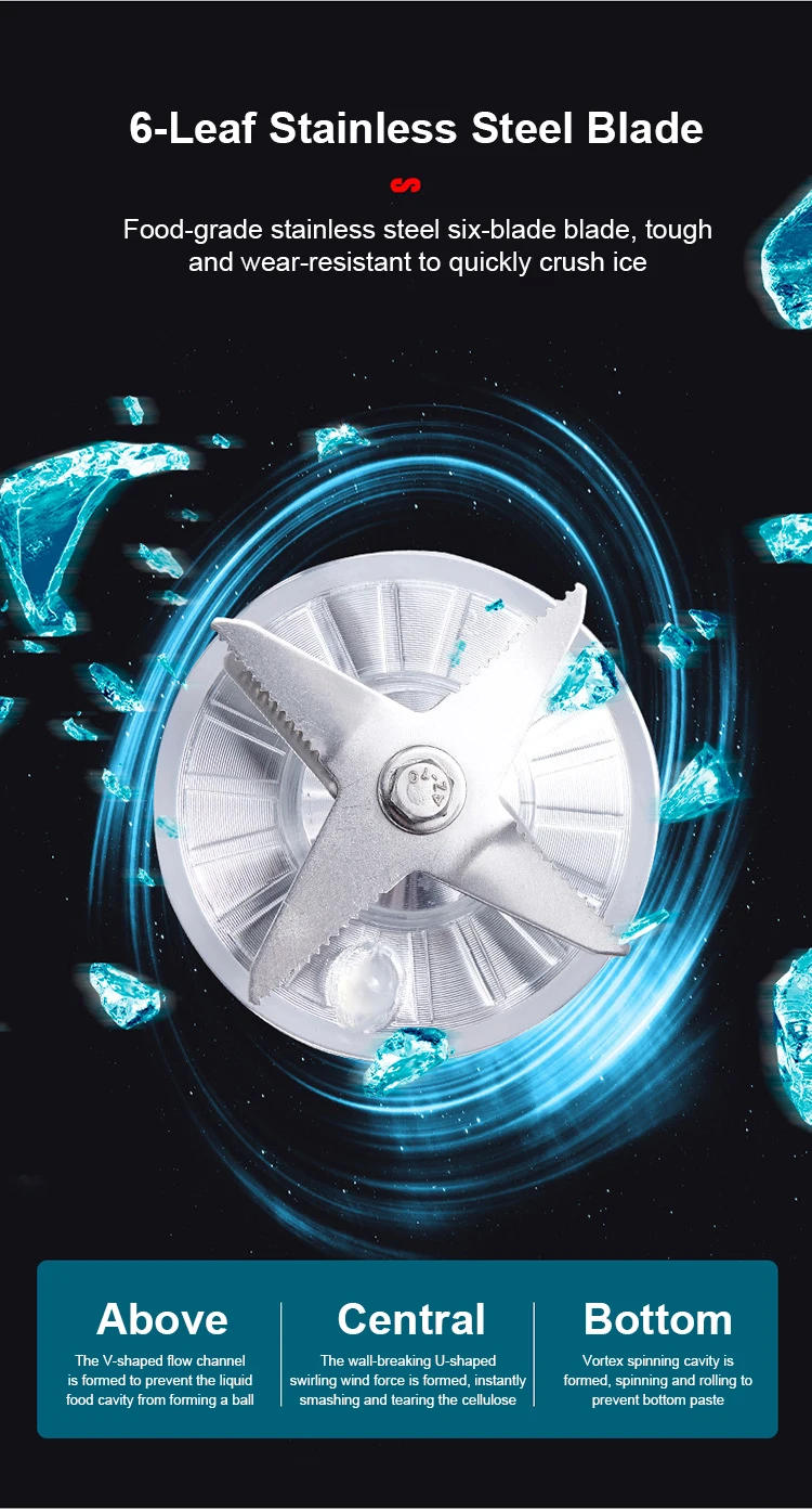 Description Picture 3 of item2000W Stationary Blender Heavy Duty Commercial Mixer Ice Smoothies Appliances for Kitchen Professional High Power Food Processor