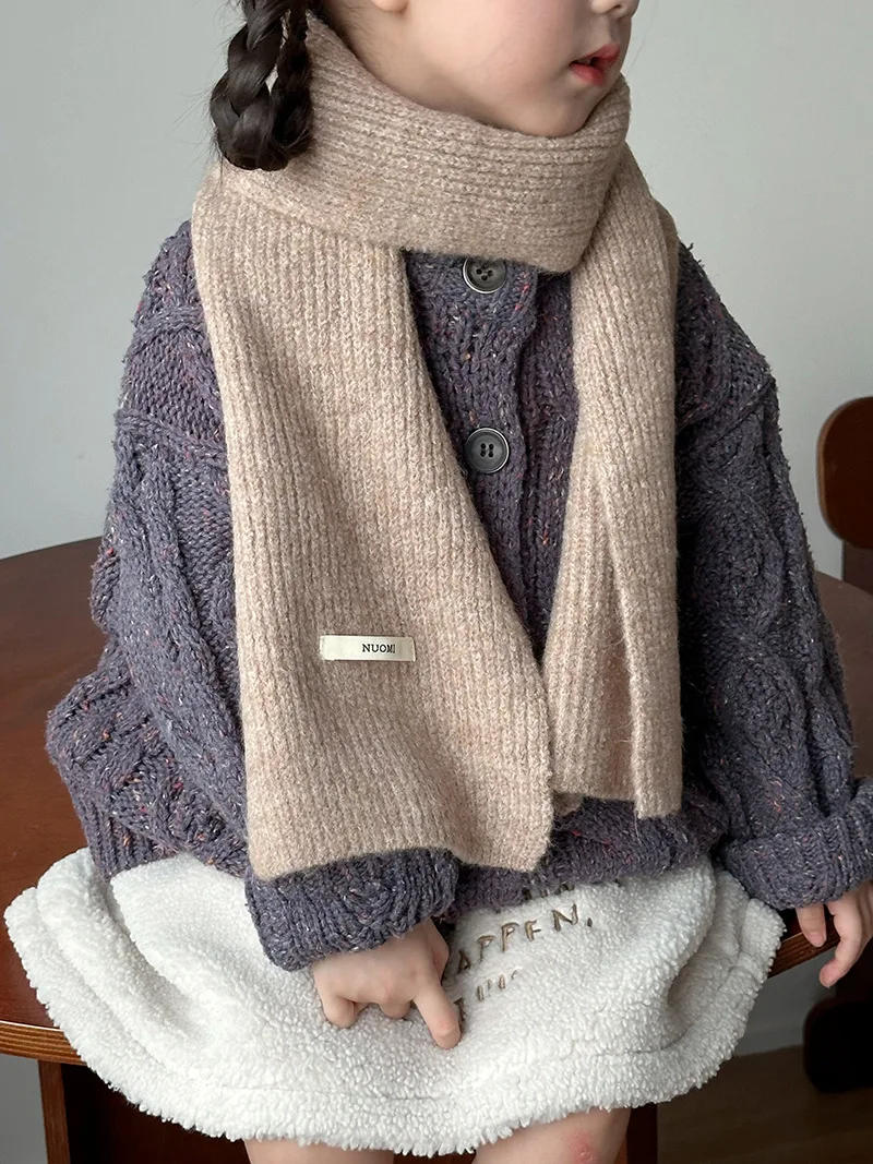 Description Picture 4 of item1-8Years Wool Versatile Children's Scarf Autumn and Winter Knitted Warm Scarves for Boys and Girls Trendy Windproof Headscarf