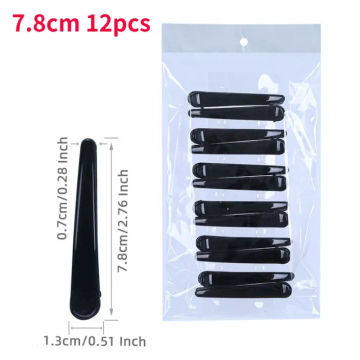 12PCS Professional Hairdressing Salon Hairpins Black Plastic Single Prong DIY Alligator Hair Clip Hair Care Styling Tools