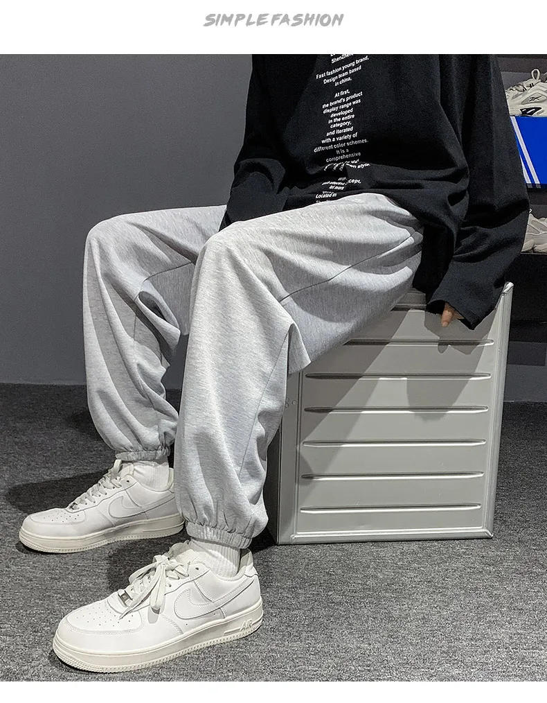 Description Picture 6 of itemMen's casual pants autumn new street loose straight wide-leg pants students outdoor jogging sports pants gray leggings 3XL