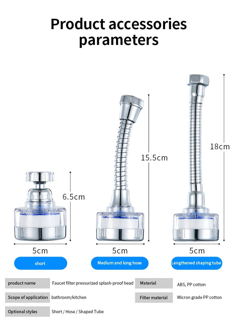 Description Picture 5 of itemWater Saving Kitchen Faucet Aerator Nozzle Tap Adapter Device Splashproof water filter Bubbler Swivel Head Bathroom Accessories