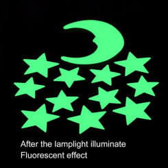 12Pcs Stars Moon Glow In Dark Fluorescent Decal Wall Stickers Kids Baby Rooms Bedroom Home Decor Fluorescent Star Stickers