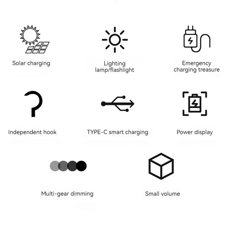 Description Picture 3 of itemOutdoor Flashlight - Rechargeable Lithium Battery, Portable Solar-Powered Outdoor Tent Light with High-Brightness LED Beads
