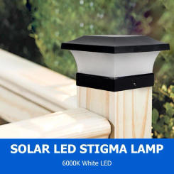 6LED Solar Square Post Lights Waterproof Outdoor Path Lamp Villa Garden Decor High Light Efficiency No Thermal Radiation
