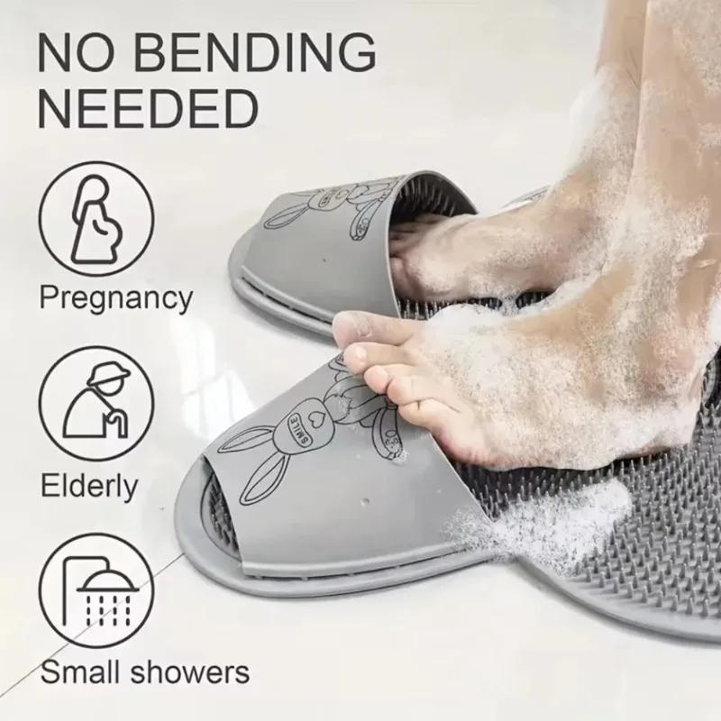 Description Picture 6 of itemRabbit Silicone Foot Scrubbing Mat Exfoliating Shower Massage Brush Back Massager Foot Scrubber Bathroom Non-slip Bath Mat Tools