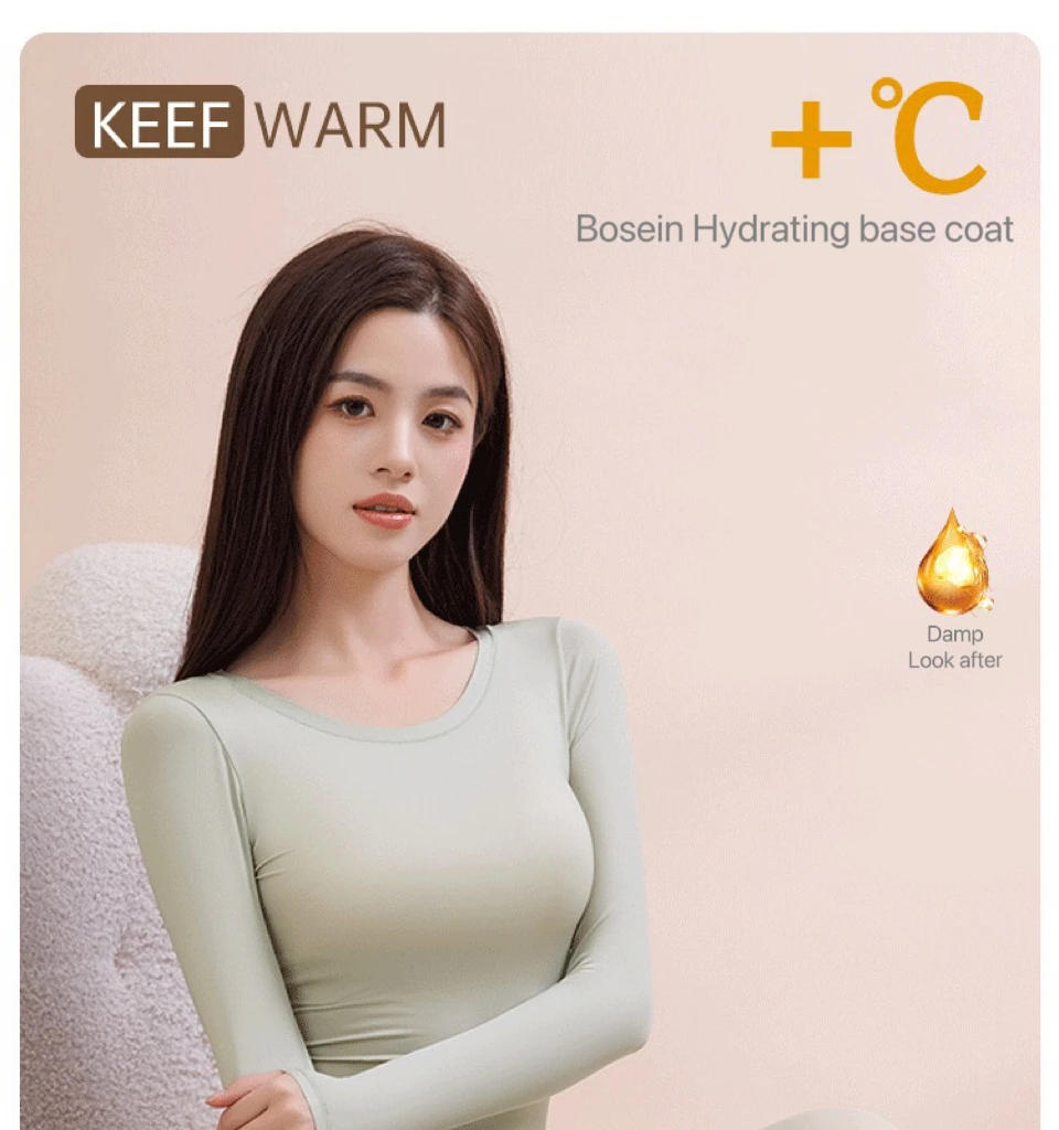 Description Picture 2 of item1pcs Women's Ultrathin Thermal Underwear Set High elasticity Plus Size Constant Temperature Seamless Long Sleeve Bottoming Sets