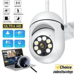 A7 bulb camera, wireless network, wifi intelligent pan tilt control, indoor and outdoor home security monitoring camera 2.4G WIF