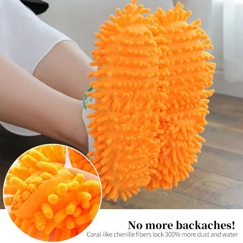 Description Picture 4 of itemDust Cleaner Grazing Slippers Chenille Dust Mop Slippers Lazy Shoes Cover Chenille Duster Cloth Bathroom Floor Cleaning Slipper
