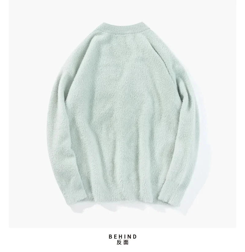 Description Picture 6 of item2024 Autumn Winter Cardigan Men's V-Neck Top Warmth Mink Cashmere Knitted Sweater Casual Loose Large Long Sleeved Shirt Jacket