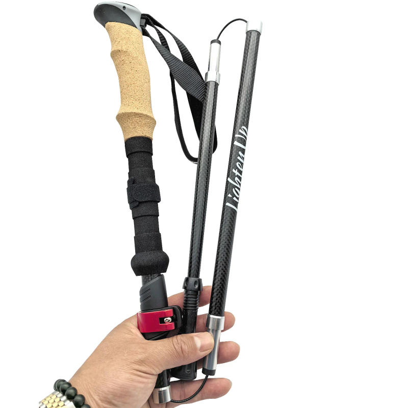 Description Picture 6 of item1/2PCS 240g Carbon Fiber Trekking Poles Ultralight Folding Hiking Nordic Walking Stick Quick Flip-Lock Foldable Telescopic Crutc