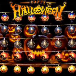 10Led Halloween Decorative Pumpkin String Lights DIY Hanging Funny Atmosphere Lamps String Outdoor Indoor Home Party Decorations