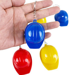 6/12/30/60pcs Red Blue Yellow Safety Helmet Keychain Police Cap Fire Cap Worker Cap Hat Kids Construction Party Decor Supplies