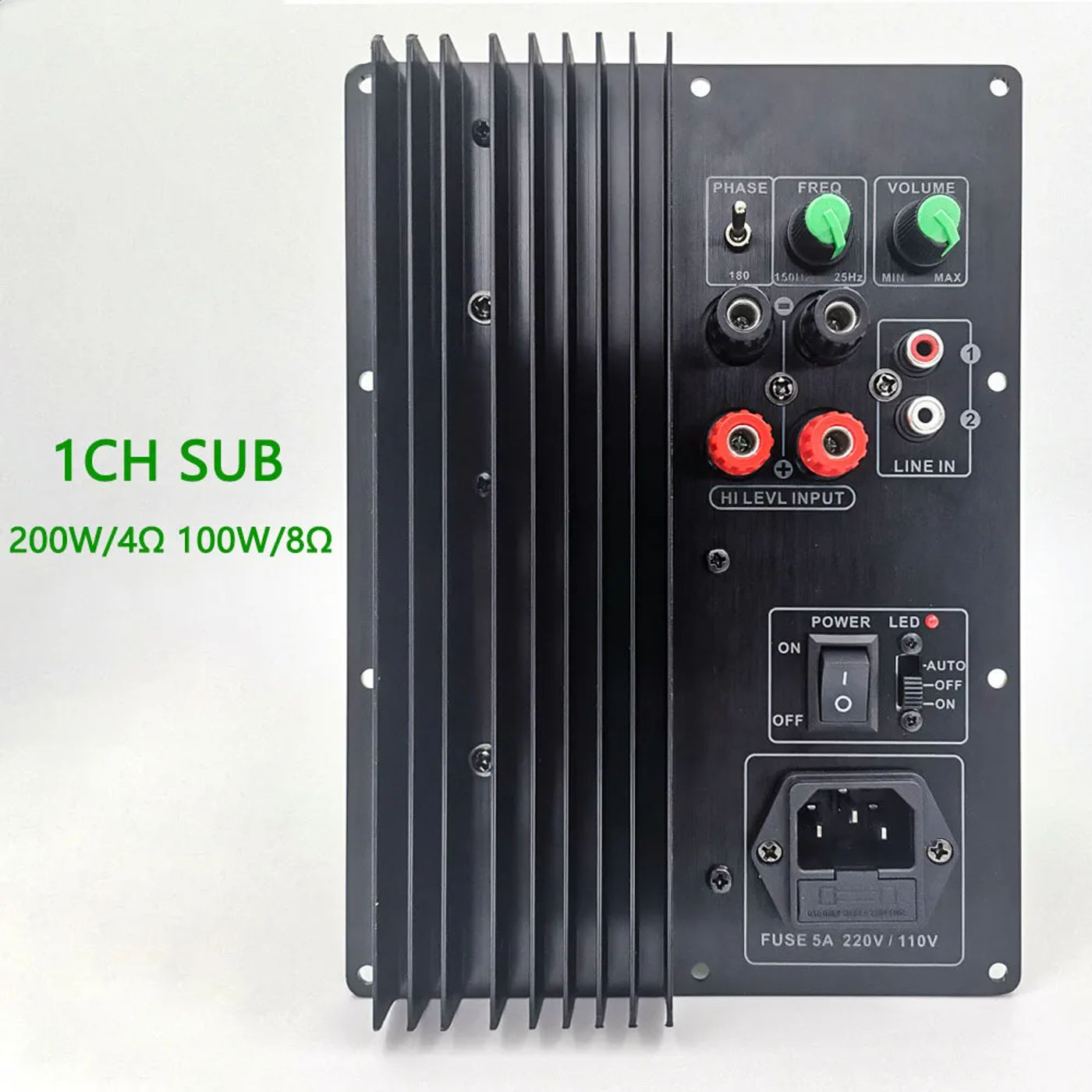 Description Picture 2 of item110-220V 200W 100W Heavy Subwoofer Digital Power Amplifier Board 5.1 And 7.1 Active Power Amplifier Board Pure Bass1CH 4ohm 8ohm