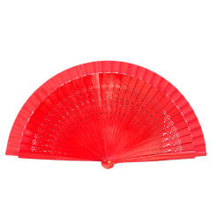 Muy Bien Spanish Wooden Hand held Folding Fan Cheongsam Catwalk Dance Performance Accessories Wedding Celebration Red Fan Decor