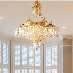 Luxury living room Large Chandelier suspension copper Crystal Lamp Candle light Restaurant Lamps dining Room Ceiling Chandeliers