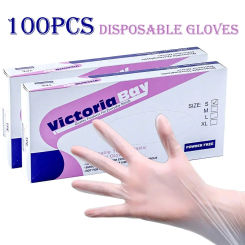 100Pcs Acid Work Safety Disposable Gloves Non-Slip S/M/L/XL Cleaning Gloves Food Grade Transparent Latex Free Gloves Market