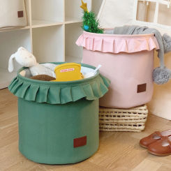 Cute Foldable Storage Basket for Kids Toy Thickened Canvas Gift Baskets Baby Nursery Hamper Sundries Organizer for Home Office